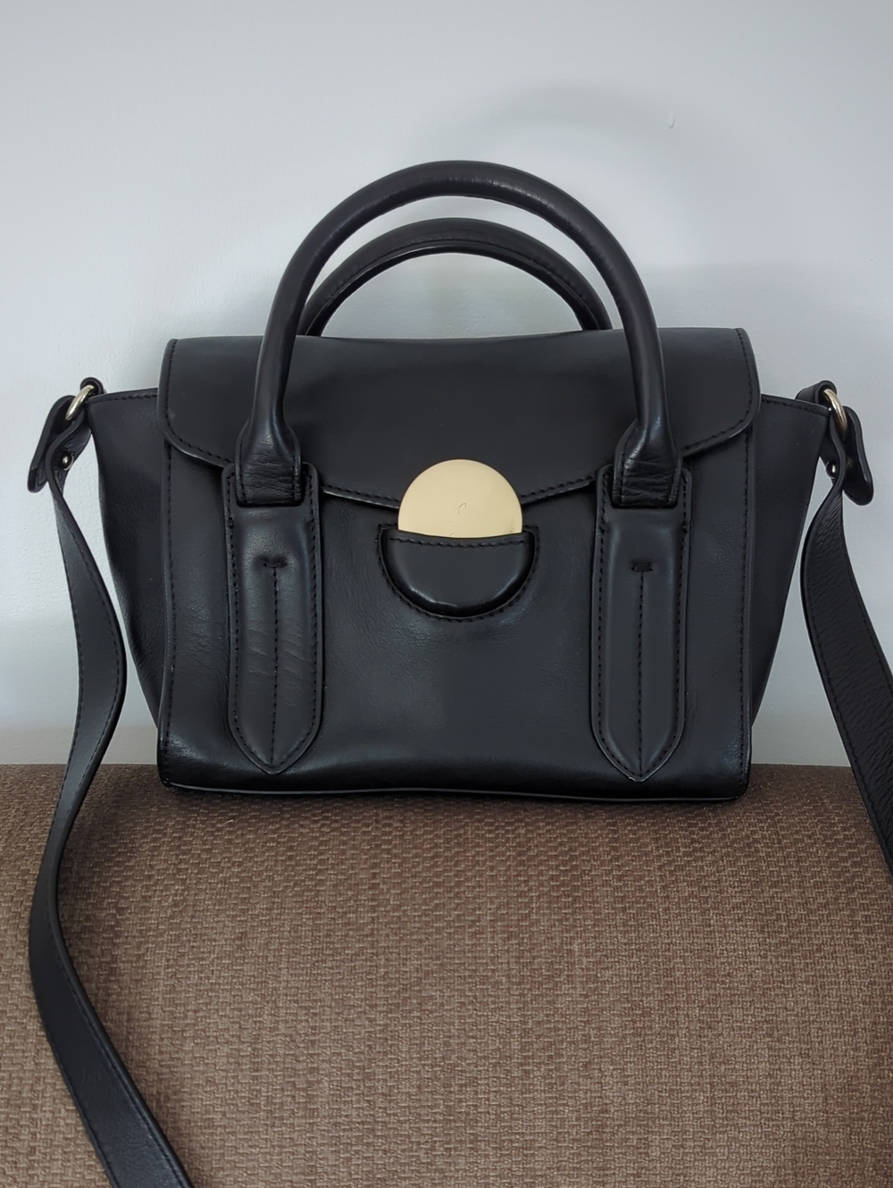 & Other Stories Black Leather Satchel Crossbody